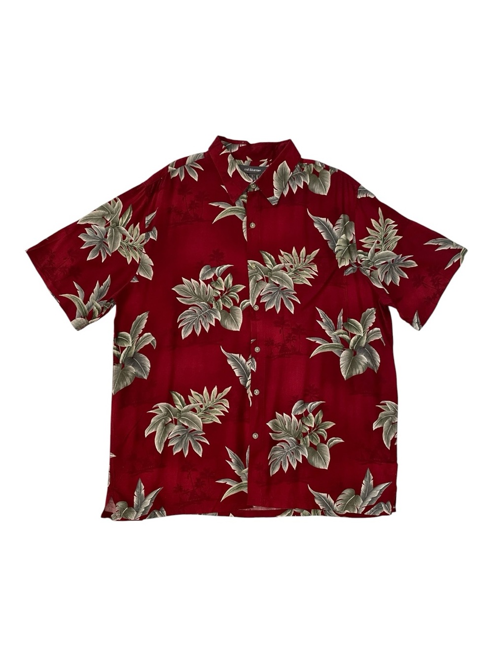 ♥️Croft & Barrow ♥️Red Tropical Print Short-Sleeve Button-Up Shirt Size (L)